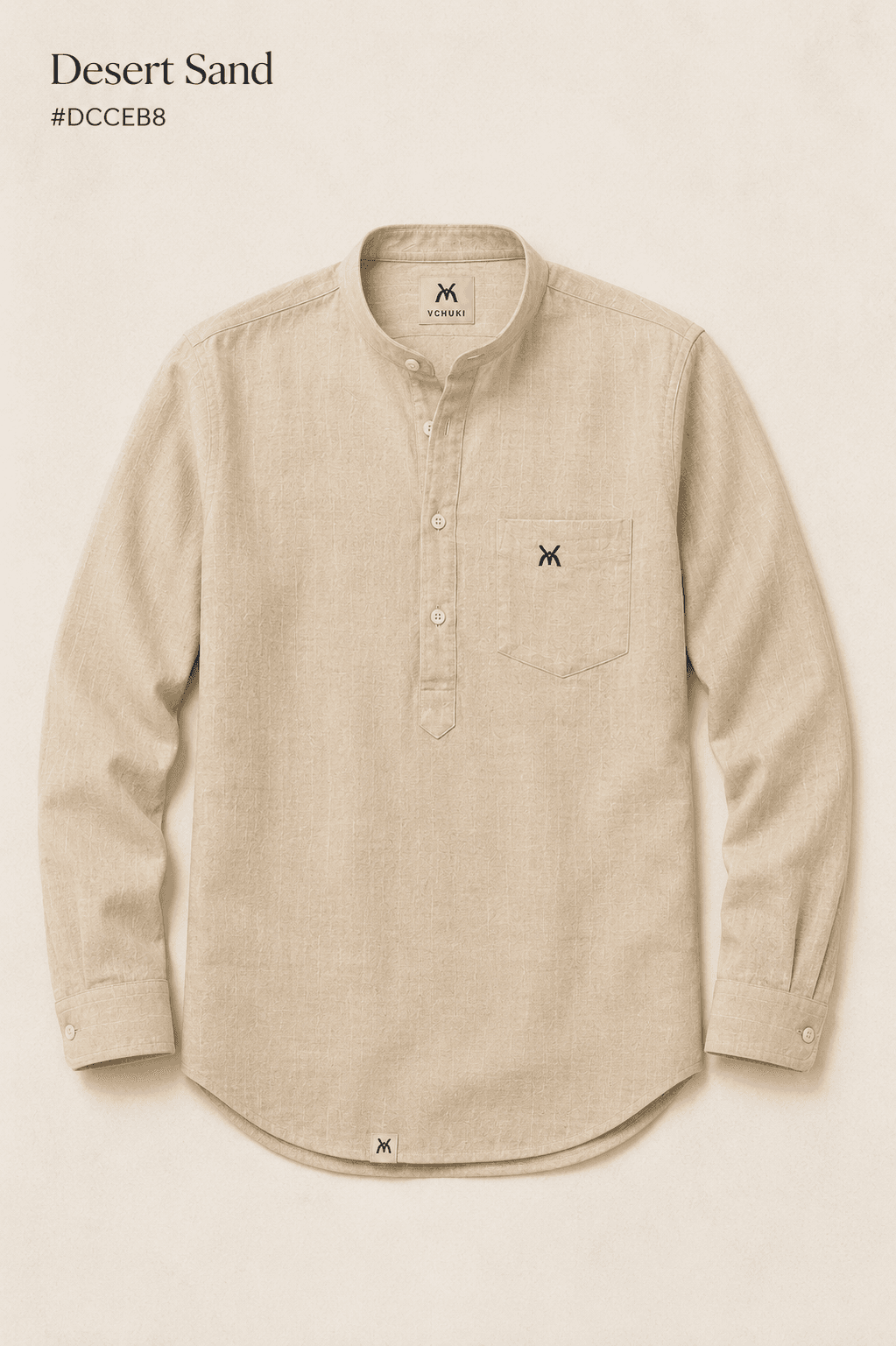 Desert Sand Linen Full Sleeve Shirt - Desert Sand