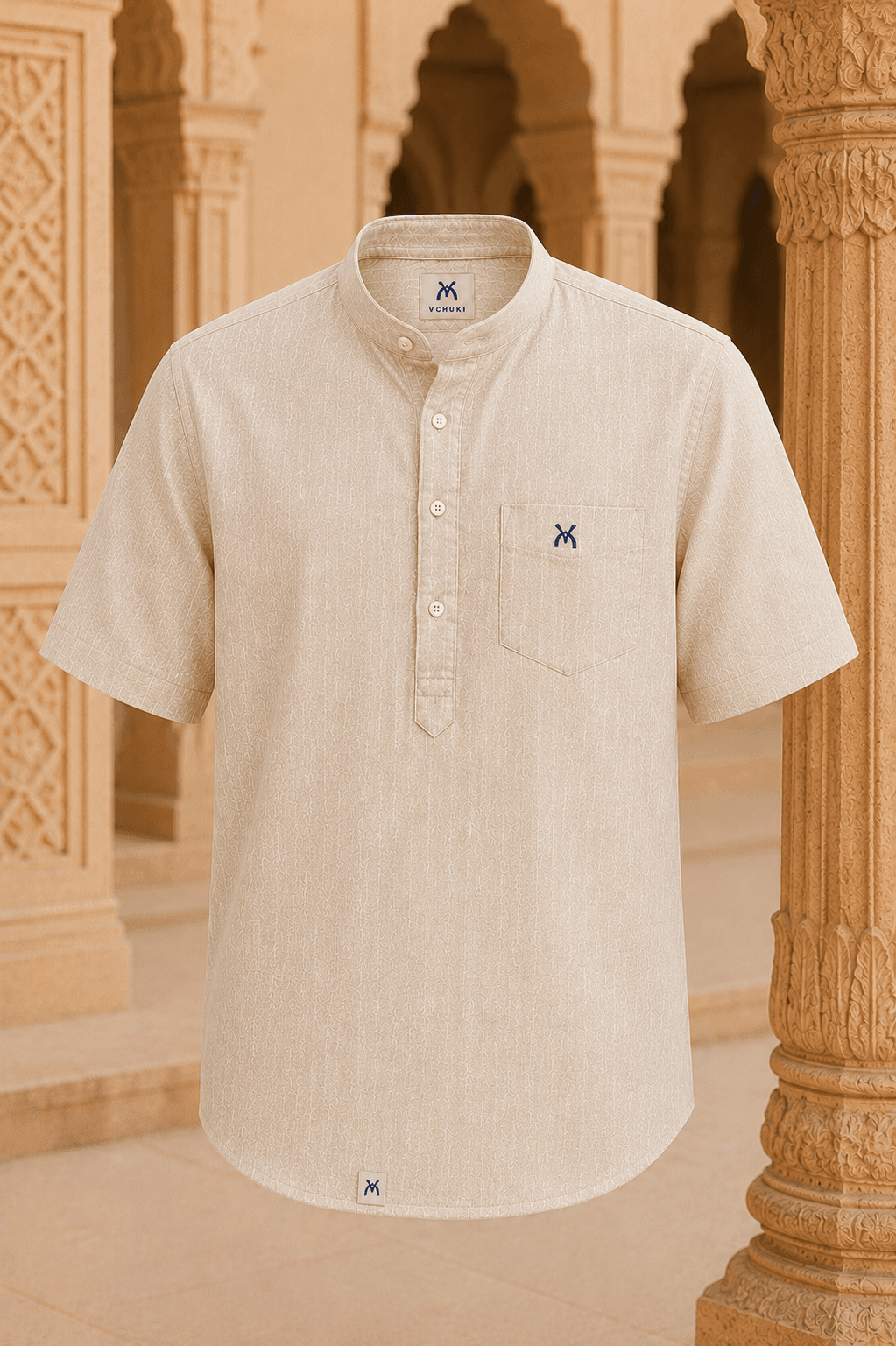 Desert Sand Linen Half Sleeve Shirt - Desert Sand