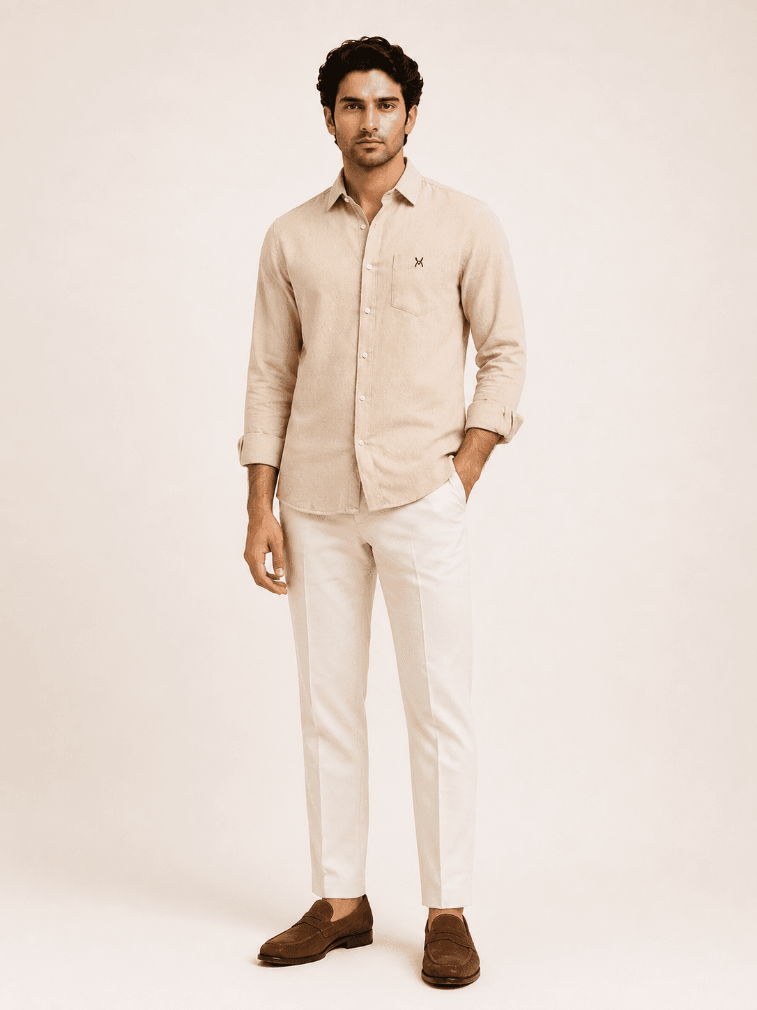 VCHUKI Desert Sand Premium Linen Blend Shirt