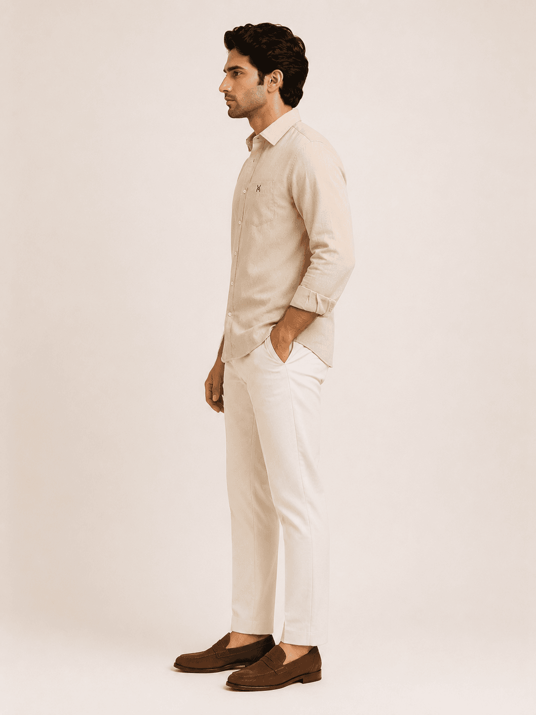 Desert Sand Linen Full Sleeve Shirt - Desert Sand alternate view