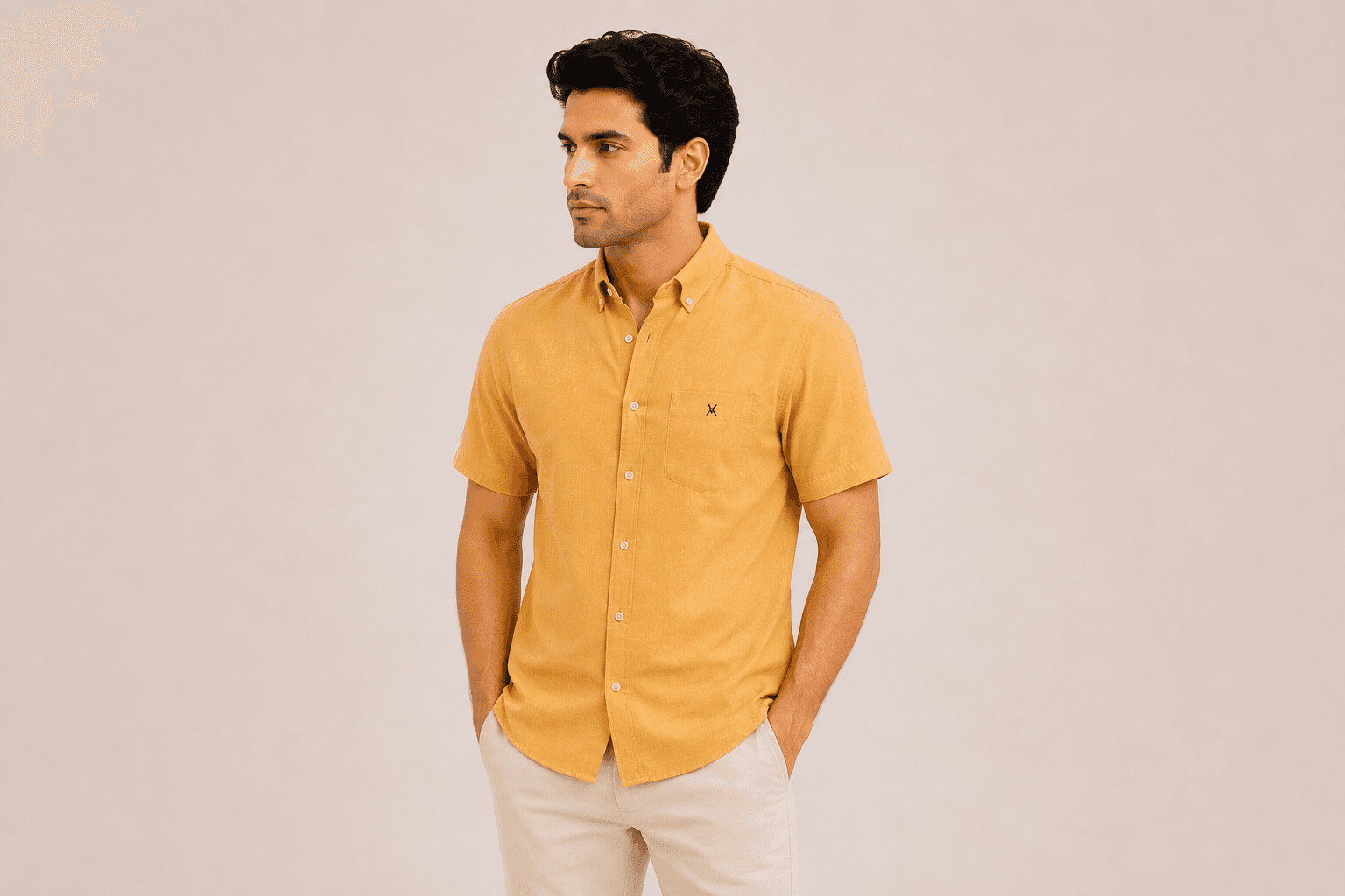 Golden Dune Linen Half Sleeve Shirt - Golden Dune
