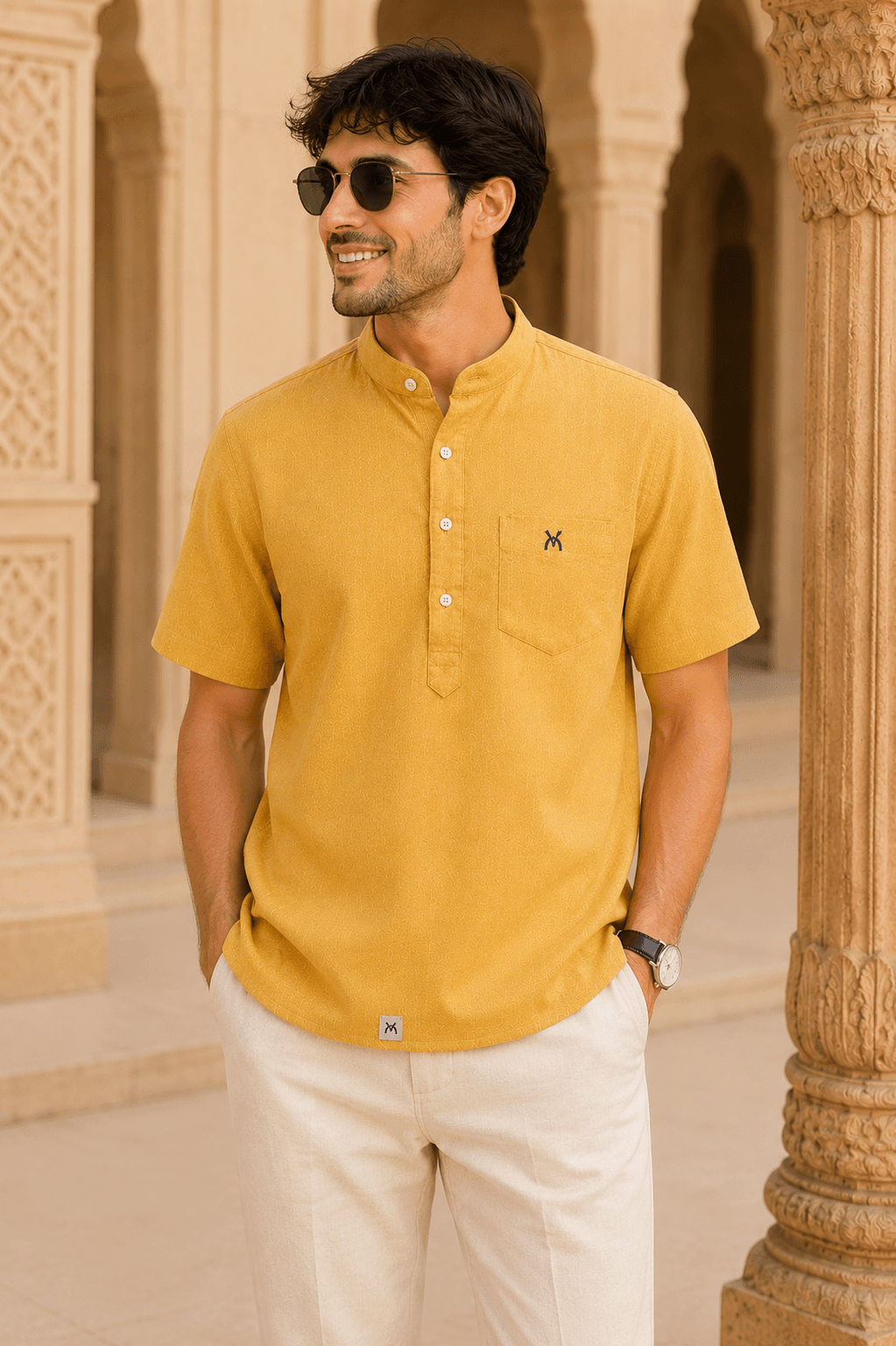 Linen Short Kurtas Half Sleeve - VCHUKI