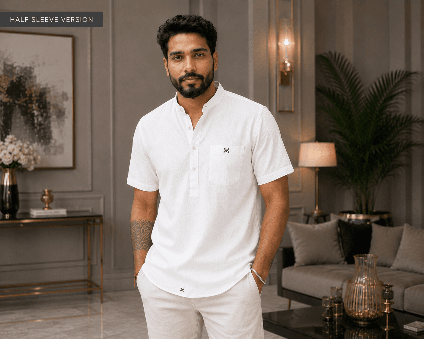Linen Short Kurtas Half Sleeve - VCHUKI