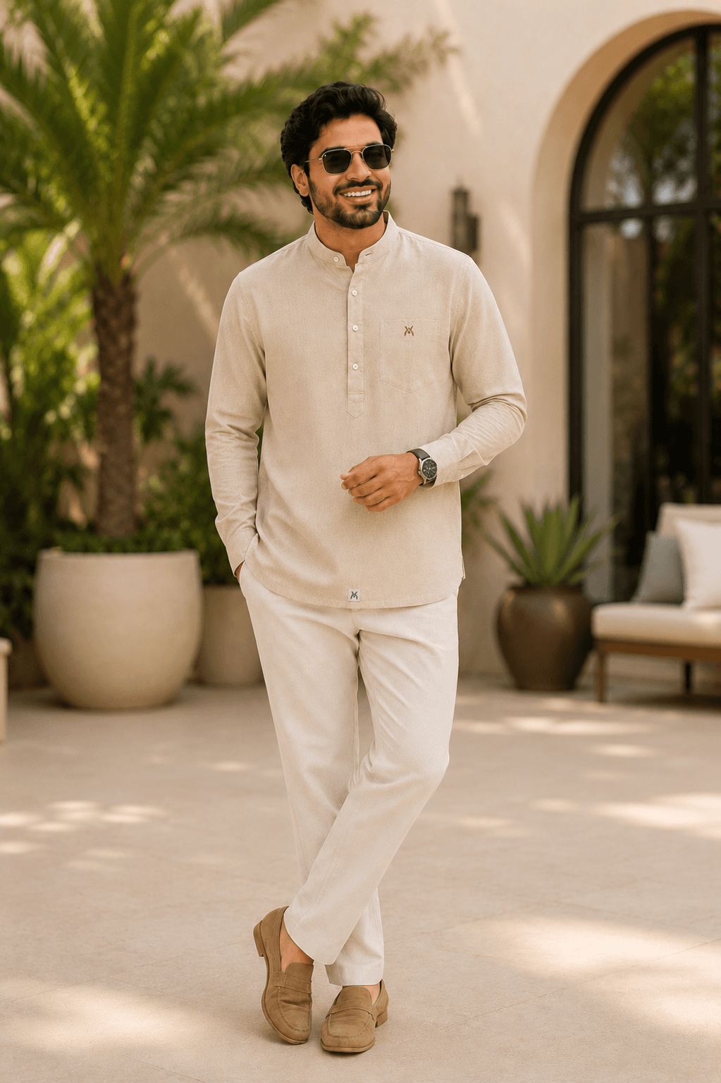 Desert Sand Short Kurta Full Sleeve - Desert Sand