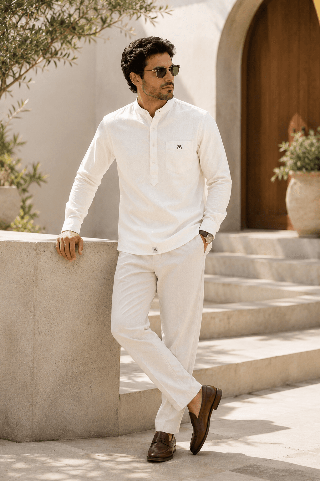 Ivory White Short Kurta Full Sleeve - Ivory White