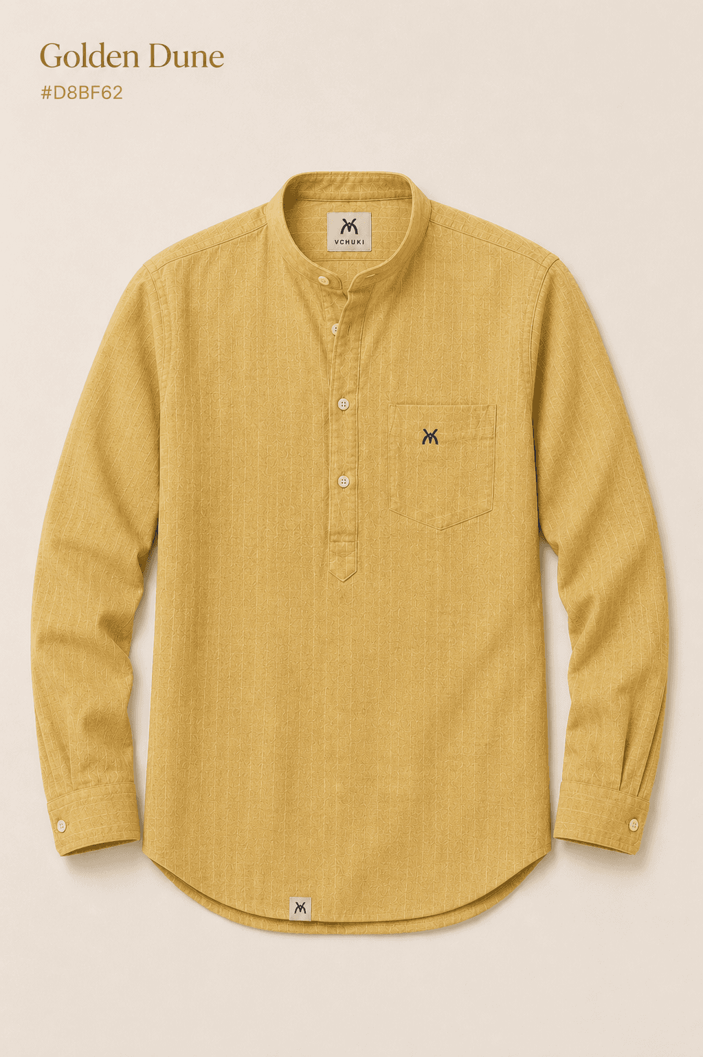 VCHUKI Linen Short Kurta — Full Sleeve - Golden Dune